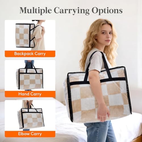6 Pack Clear Storage Bags, 45L Clothes Organizer with Zipper