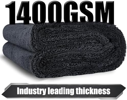 Microfiber Car Drying Towel 24"x36", 1400GSM Twisted Loop Super Absorbent