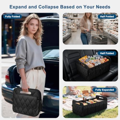 Trunk Organizer for SUV,Foldable & Sturdy Large Capacity Car Accessories for Women/Men,70L(XL-Black)
