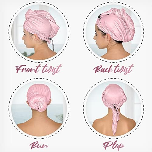 Microfiber Hair Towel Wrap for Women – Large Fast Drying Hair Towel with Patented Clip – Anti-Frizz, Super Absorbent, Silky Smooth Microfiber – Plopping Hair Wrap for Curly, Wavy & Straight Hair