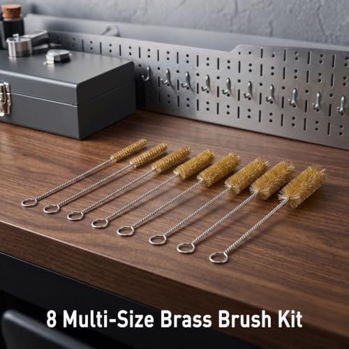 Brass Wire Tube Brush Set, 8 Sizes 6-25mm 11.8in, for Auto & Pipe Cleaning