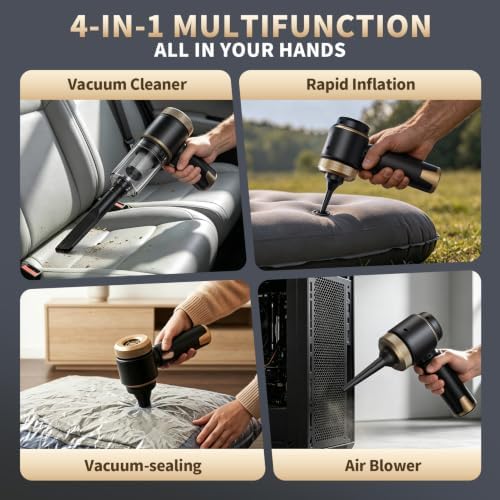 Car Vacuum, 20000PA Powerful Suction 6000mAh up to 40 Minutes Black