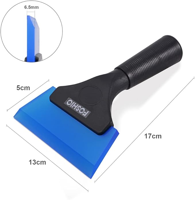 FOSHIO Small Squeegee with 5 Inch Dark Blue Rubber Blade Mini Wiper Window Tinting Tools for Mirror Glass Window Cleaner with Non-Slip Handle, 2 Pack