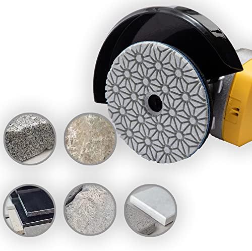 4" Diamond Polishing Pads 3 Step High Efficiency Abrasive Disc for Granite Marble Concrete Flexible Grinding Rubber Backing Pad Included