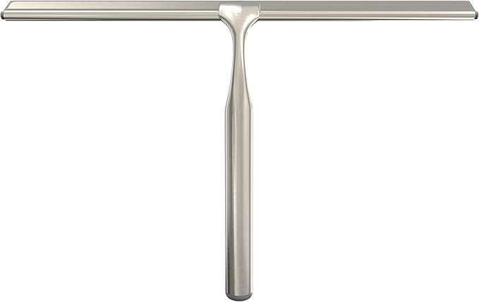Better Living Deluxe XL Shower Squeegee, Multi-Purpose Silicone Squeegee Blade with Storage Hook, Rust-Proof Heavy Duty Window, Glass, Shower Scrubber, Windshield Wiper, 12", Brushed Nickel