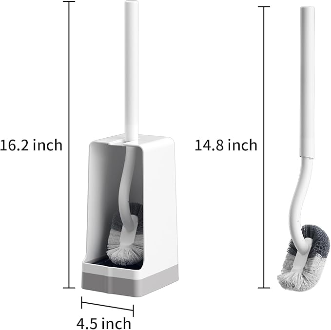 Marbarsse Bathroom Toilet Bowl Brush and Holder, Curved Design Dismount Toilet Brush for Deep Cleaning Under Rim, Best Toilet Brush Set, Compact Toilet BowlCleaner Brush for Bathroom, 2 Pack