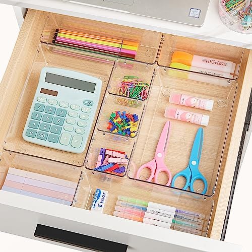 25 Pack Clear Plastic Drawer Organizers with Non-slip Rubber Pads