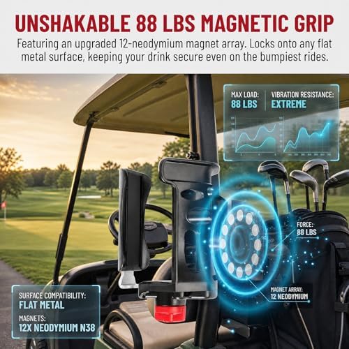 Heavy-Duty Magnetic Cup Holder for Tractor, [3.5" Base, 88lb Force], Upgraded Adjustable Drink Holder for Large Water Bottles (2.36-3.54" Dia), Cup Holder for Mower, School Bus, Truck, Golf Cart