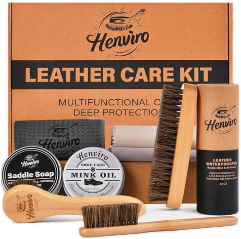Leather Boot Care Kit – Mink Oil, Saddle Soap for Leather, Shoe Brush, Waterproof Wax, Leather Cleaner and Conditioner