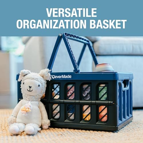 Collapsible Shopping Baskets With Handles, 24L 3 Pack, Ocean