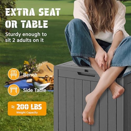 35 Gal Outdoor Storage Box Waterproof Lockable,Deck Box,Black