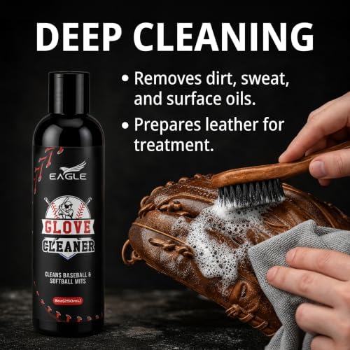 Baseball Glove Care Kit – Glove Cleaner (8oz), Oil (8oz), Conditioner (3.38oz), 2 Applicators & Cloth – Complete Leather Glove Maintenance Kit for Baseball, Softball, Catcher’s Mitts & More