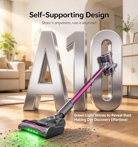 Cordless Vacuum Cleaner for Home,600W 35KPA 60Mins (Purple)