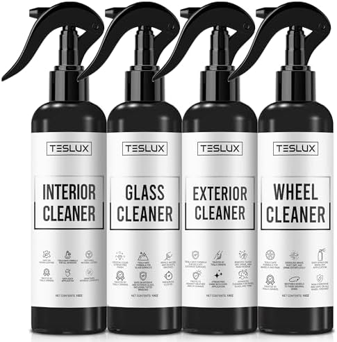 Complete Cleaning Kit for Tesla – Interior Cleaner, Exterior Cleaner, Glass Cleaner, Wheel Cleaner – All-in-One Detailing Solution for Tesla Model 3, Y, S, X