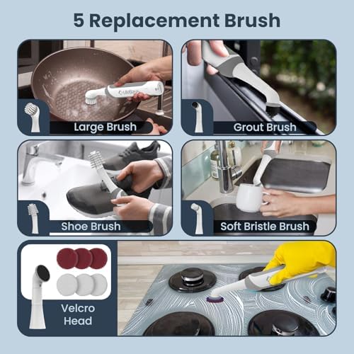Cordless Rechargeable Power Scrubber Brush, White