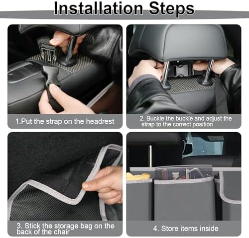 Trunk Hanging Organizer, Backseat Storage Bag, Collapsible Car Interior Accessories with 4 Pockets & 2 Mesh Pouches for Tools, Provide More Storage Trunk Space for SUV, Jeep, MPVs (Grey)