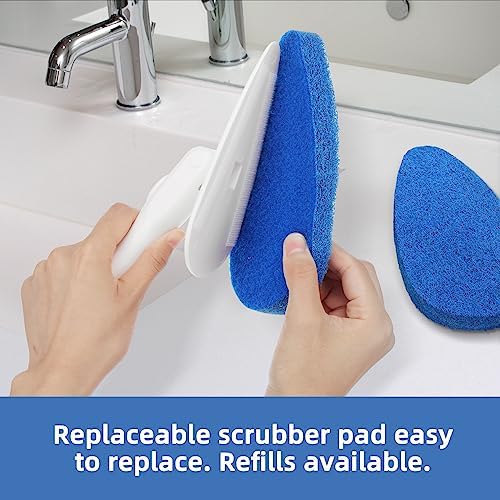 Shower Bathtub Tub Tile Scrubber Cleaning Brush with 51'' Handle, 5 Non-Scratch Scouring Pads, Adjustable Long Handled Scrub Brush for Cleaning Shower Bathroom Vessel Sinks Toilet Wall Floor