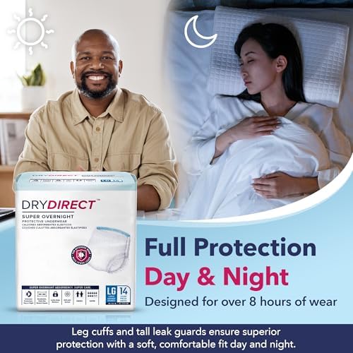 Super Overnight Underwear, Soft Cloth-Like Adult Diapers, Overnight Disposable Incontinence Protection - Medium (Pack of 14)