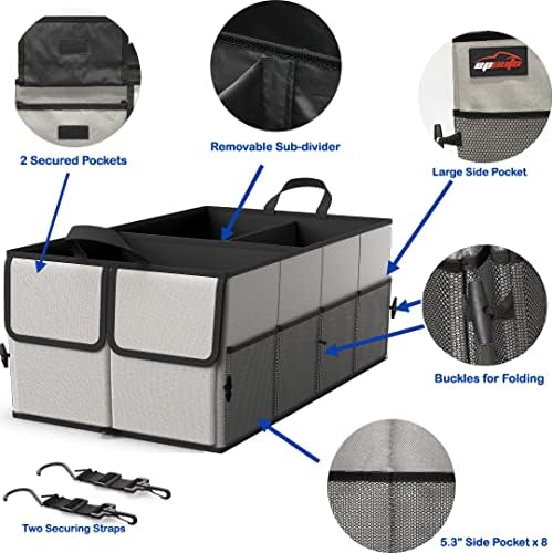 Foldable Car Trunk Organizer for SUV, 3-Compartment, Gray