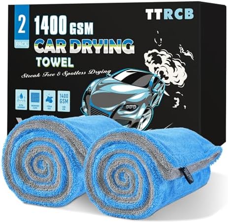 2 Pack Car Drying Towels (48" x 24"), Extra Large Microfiber Towels for Cars, 1400 GSM Ultra-Absorbent, Streak Free, Double Twisted-Loop Drying Towels Car Detailing for SUV, RV, Trucks