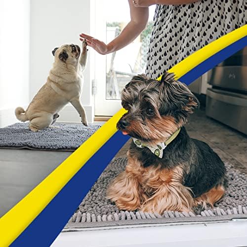 Super Water Absorbent Door Mat Indoor, Microfiber Quick Dry Chenille Entryway Rug, Slip Resistant Front Door Mat, Indoor Mats for Entryway, Machine Washable Pet Rug, Grey 30"x19"