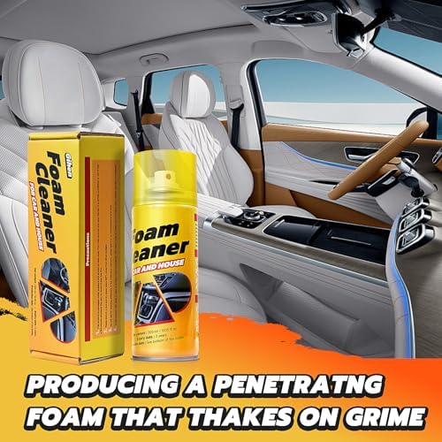 Multi-Purpose Foam Cleaner Spray for Auto Interior & Household Surfaces, All-Round Dirt Remover for Car Seats Dashboard Couch Fabric, 300ml