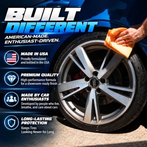 Tire Dressing Spray, Deep Black Finish, No Sling Tire Shine, 16 oz
