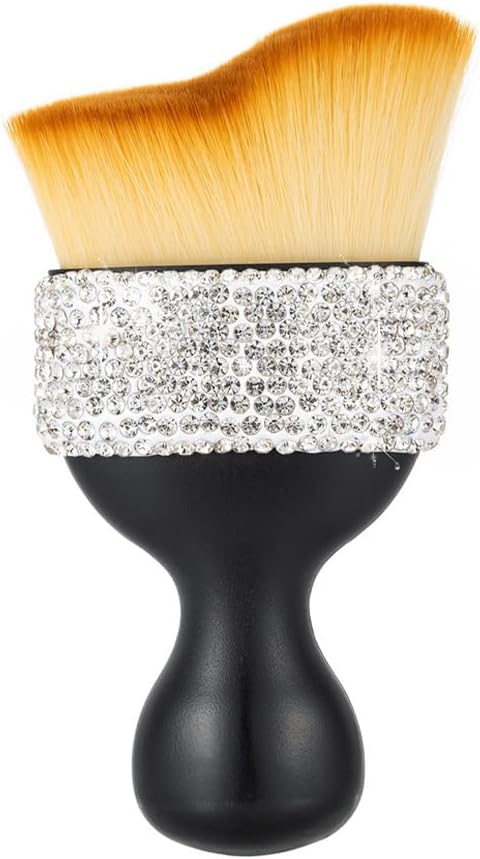 Bling Car Interior Dust Brush, Glitter Diamond Crystal Soft Bristles Dusting Tool for Automotive Dashboard, Air Conditioner Vents, Leather,Car Seat, Computer etc. (Silver)