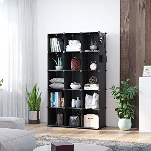 16 Cube Storage Organizer Cube Shelves Units Storage Cubes, Black