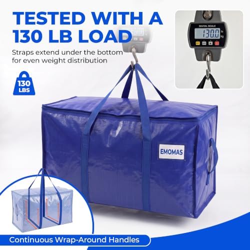 6 Pack Heavy Duty Moving Bags, Extra Large with Handles, Royal Blue