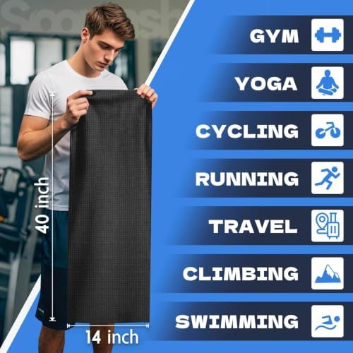 Microfiber Gym Towels for Showering Working Out Quick Dry Negative ions Large Middle Small Sizes Lightweight Gym Towel for Men Women Tennis Sports Towels for Body Hot Yoga Fitness Essentials