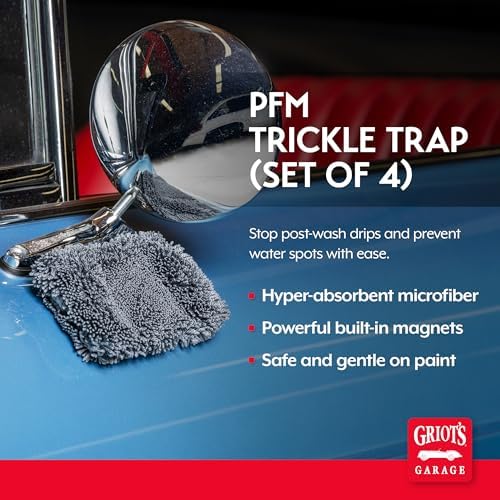 PFM Trickle Trap, Hyper-Absorbent Car Drying Pads, Prevents Water Spots and Etching, Machine Washable, 2’ x 4”, Set of 4