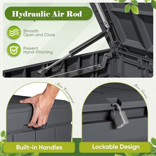 80 Gallon Outdoor Storage Box, Resin Deck Box Waterproof Patio Bin