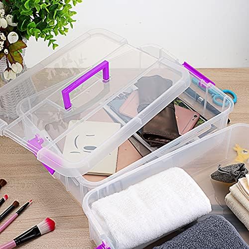 2 Layer Stack & Carry Box, Plastic Storage Container Box with Lid