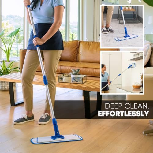 18 inch Microfiber Mop Pads - Machine Washable, Reusable, Refills & Replacement Wet Mop Heads Compatible with Any Microfiber Flat Mop System (3 Pack)