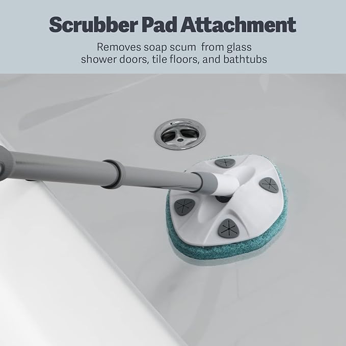 Casabella Tub and Tile Brush with 28 Inch Extendable Handle and Scrubber Pad