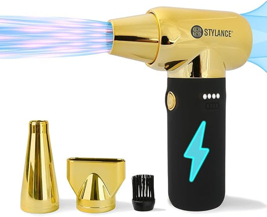 Compressed Barber Air Duster,110000RPM Cordless Vacuum Cleaner, Electric Mini Air Duster for Hair Barber, for Cooling, Cleaning,Salon,Home, Type-C,Gold