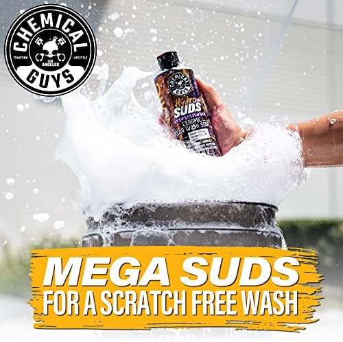 CWS_212_64M Car Wash Starter Bundle - HydroSuds Ceramic SiO2 Shine High Foaming Car Wash Soap, 64 oz, Berry Scent + Chenille Wash Mitt (2 Items) Works on Cars, Trucks, SUVs, RVs & More