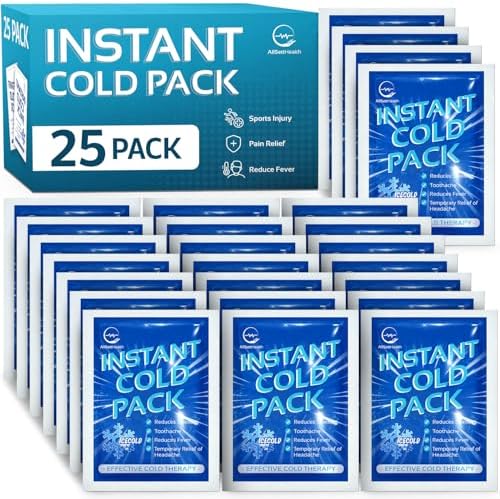 25 Pack Instant Ice Packs for Injuries, Disposable First Aid Cold Packs