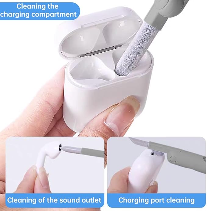 7 in 1 Laptop Cleaning Kit Keyboard Cleaner,Computer Tech Cleaning Brush,Earbuds Camera PC Monitor Screen Cleaner Computer Clean Tools Kit Corner Gap Duster Keycap Puller(Grey)