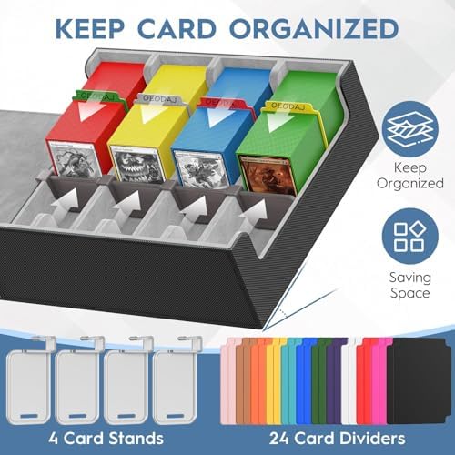 4 Row Trading Card Storage Box, 3200+ MTG Card Storage, Black & Gray