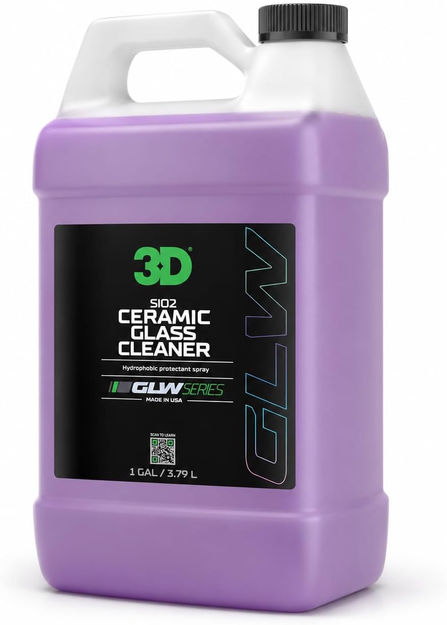 SiO2 Ceramic Glass Cleaner 1 Gallon – Hydrophobic Car Glass Cleaner with Rain Repellency – Optical-Grade Clarity, Streak-Free Shine & Ceramic Protection – Auto Detailing Spray – Made in USA
