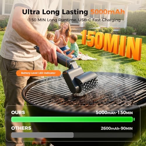 Electric Grill Brush for Outdoor,Cordless BBQ Cleaner Rechargeable