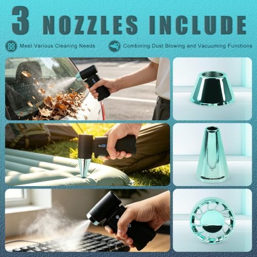 130000RPM Rechargeable Mini Air Blower & Vacuum with 3 Nozzles