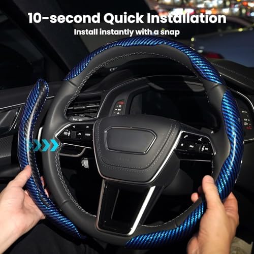 Carbon Fiber Steering Wheel Cover 3PCS Set – Anti-Slip, Scratch-Resistant, Universal Fit for 14–16 Inch Wheels – Interior Car Accessories for Cars, SUVs, Trucks (Black)