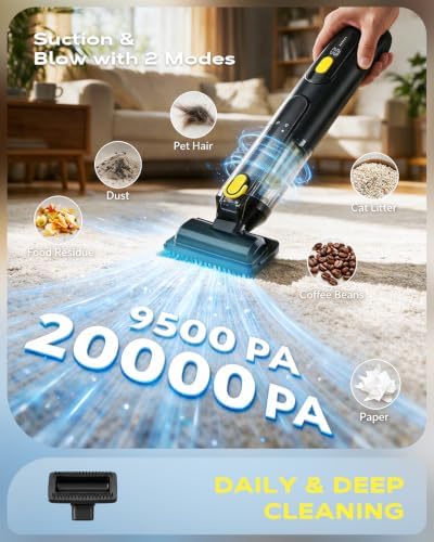 Handheld Vacuum Cleaner 20000PA High Power, 4-in-1 Mini Car Vacuum