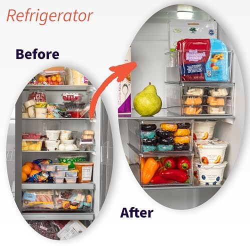 Pantry Organizer Storage Bin with Divider & Lid, 2 Pack