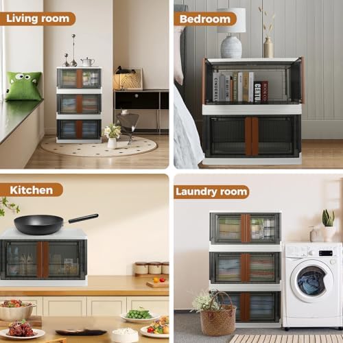 Storage Boxes, Extra Large Cabinet with Lids, Foldable, 4 Packs