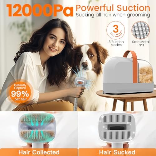 PG10 Dog Grooming Vacuum Kit, Pet Hair Clipper & Shedding Brush