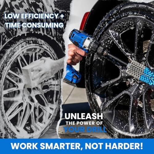 Long Reach Wheel Brush for Drill, Car Detailing Attachment